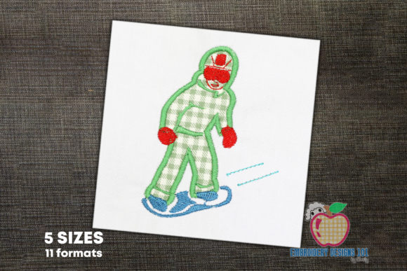 Boy on Snowboard Embroidery Design Review