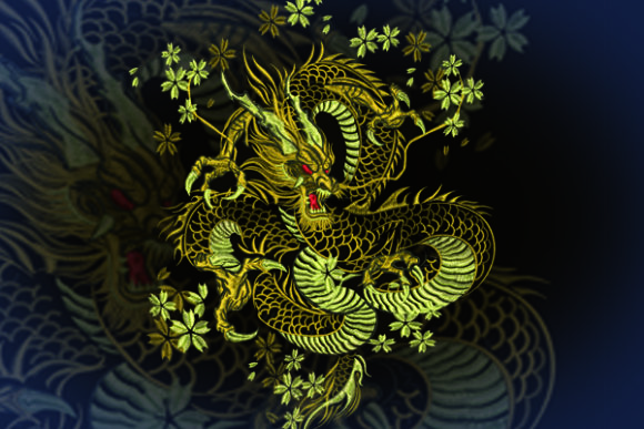 Gold Dragon Embroidery for Seasonal and Holiday Creations