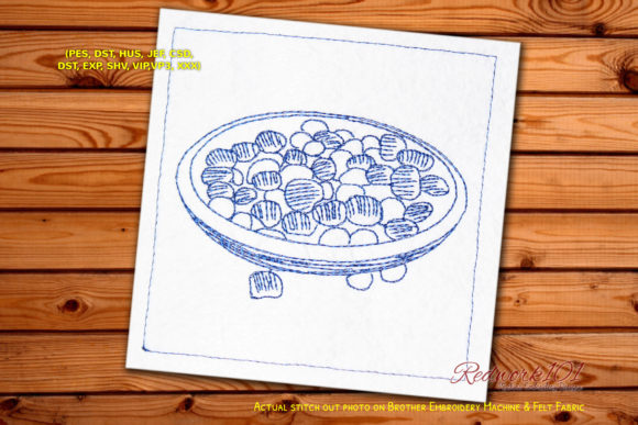 Nutritious Lotus Seeds Redwork Embroidery